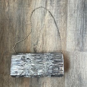 silver clutch with chain small size